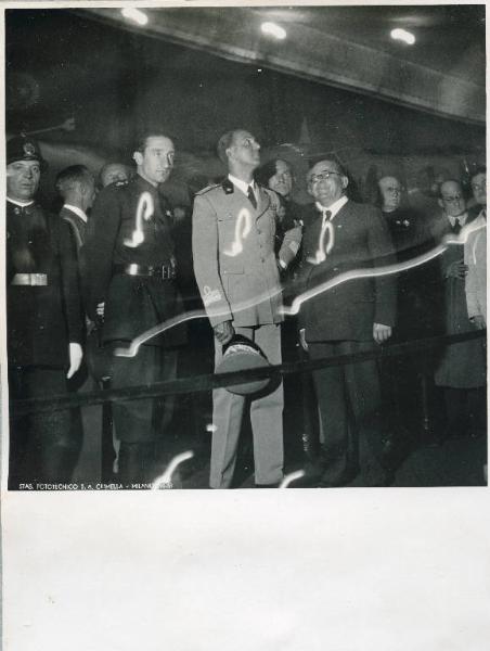 Fiera di Milano - Salone internazionale aeronautico 1935 - Visita del principe di Piemonte Umberto II di Savoia