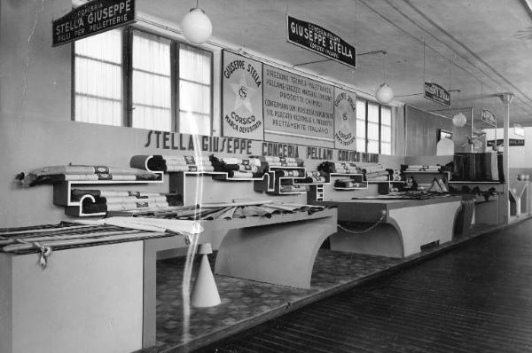 Fiera di Milano - Campionaria 1937 - Padiglione delle industrie del cuoio - Stand di pellami della ditta Giuseppe Stella