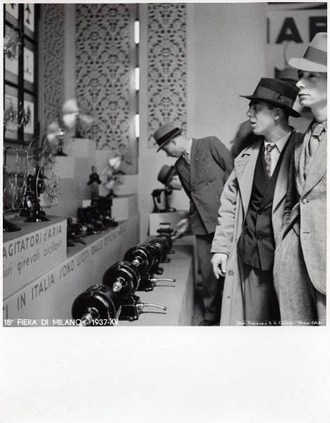 Fiera di Milano - Campionaria 1937 - Padiglione della Ercole Marelli - Stand di ventilatori