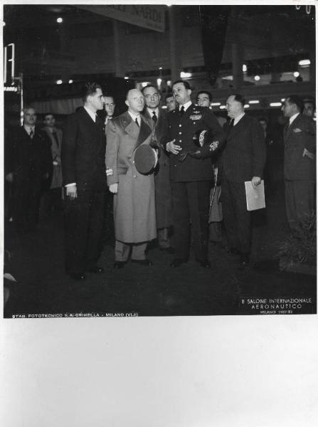 Fiera di Milano - Salone internazionale aeronautico 1937 - Visita del duca di Bergamo Adalberto di Savoia