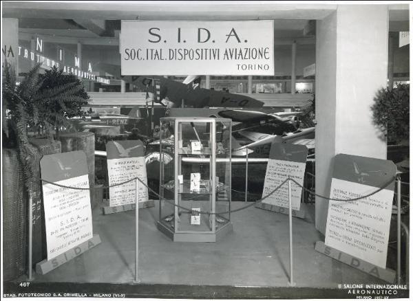 Fiera di Milano - Salone internazionale aeronautico 1937 - Settore accessori, strumenti e materie prime lavorate e semilavorate - Stand della SITA (Società italiana dispositivi aviazione)