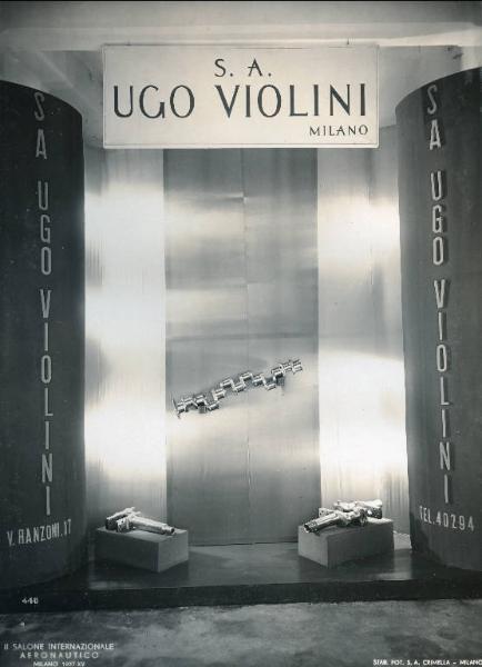 Fiera di Milano - Salone internazionale aeronautico 1937 - Settore accessori, strumenti e materie prime lavorate e semilavorate - Stand della S.A. Ugo Violini