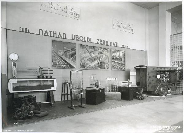 Fiera di Milano - Salone internazionale aeronautico 1937 - Settore accessori, strumenti e materie prime lavorate e semilavorate - Stand delle Officine Nathan Uboldi Zerbinati