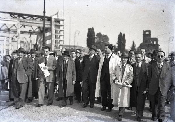 Fiera di Milano - Lavori di ricostruzione postbellica - Visita del presidente Luigi Gasparotto