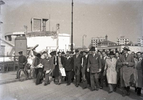 Fiera di Milano - Lavori di ricostruzione postbellica - Visita del presidente Luigi Gasparotto