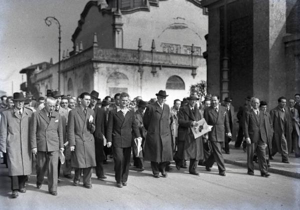 Fiera di Milano - Lavori di ricostruzione postbellica - Visita del presidente Luigi Gasparotto