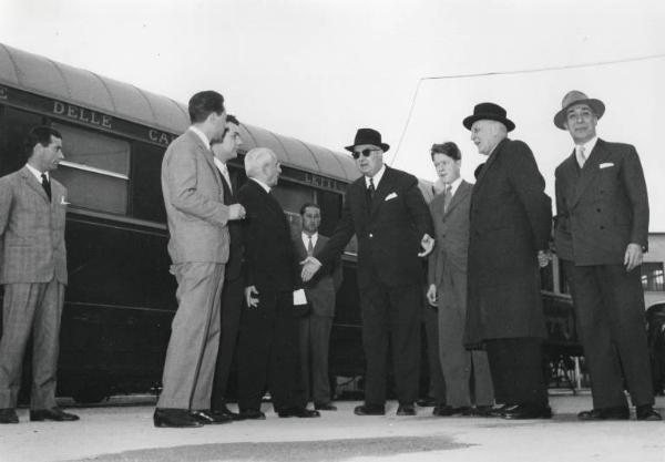 Fiera di Milano - Campionaria 1956 - Visita del ministro dei trasporti Armando Angelini