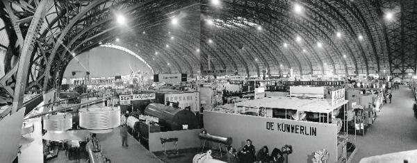 Fiera di Milano - Campionaria 1958 - Padiglione della meccanica - Interno - Veduta panoramica