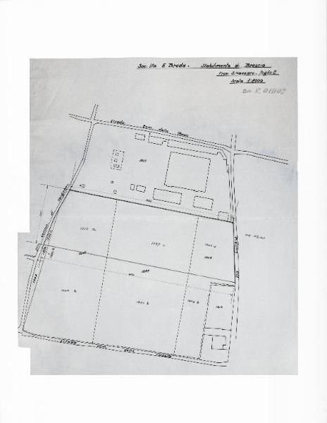 VI sezione Ernesto Breda - Brescia - Via Lunga - Stabilimento industriale - Disegno tecnico - Planimetria