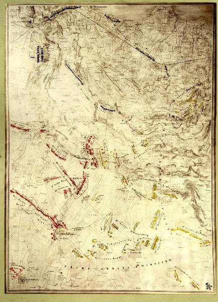 Riproduzione di carta topografica - La battaglia di Solferino e San Martino tra le 6 e le 8 del 24 giugno 1859