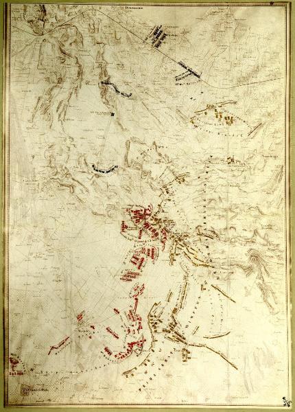 Riproduzione di carta topografica - La battaglia di Solferino e San Martino dalle 11 alle 13:30 del 24 giugno 1859