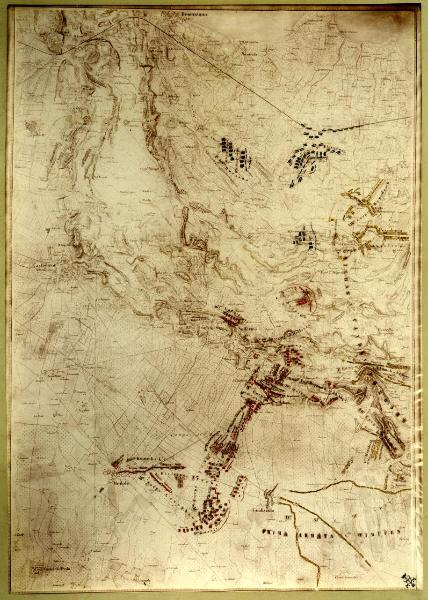 Riproduzione di carta topografica - La battaglia di Solferino e San Martino dalle 16 del 24 giugno 1859 fino alla conclusione