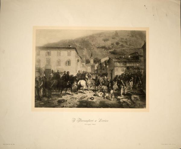 Riproduzione di dipinto - "I Bersaglieri a Levico il 23 luglio 1866" di Gerolamo Induno