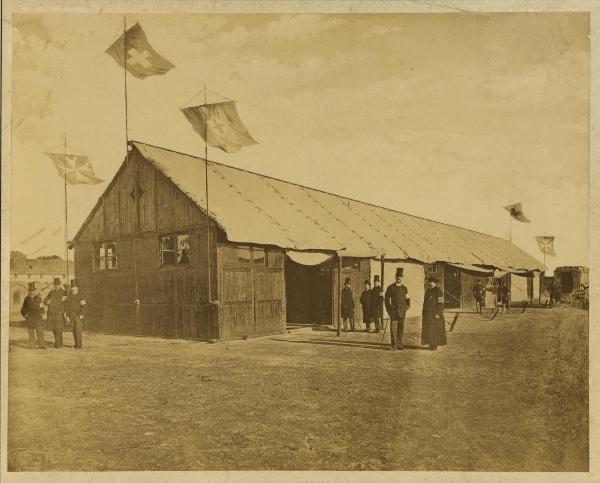 Roma - Castro Pretorio - 1878 - Baracca ospedale mobile dell'Associazione dei Cavalieri italiani del Sovrano Ordine di San Giovanni di Gerusalemme (Cavalieri di Malta)