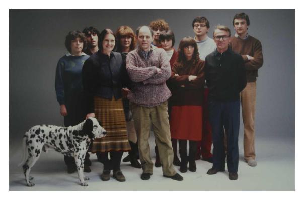 Foto di gruppo - Aldo Ballo - Marirosa Toscani Ballo - assistenti - Claudia (?) - Gianni Stucchi - Sandra Pietrobon - Sergio Chimenti - Marina Castagnetti - Rosalba Forte - Alessandro Bergamo - Umberto Cuziol - Mauro (?) - Tobia <cane>