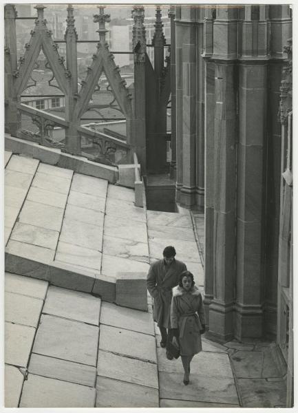 Alain Delon - Annie Girardot - riprese del film "Rocco e i suoi fratelli" (Luchino Visconti)