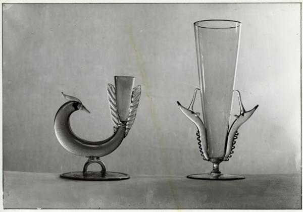 V Triennale - Arti decorative e industriali - Cristalli-metalli-illuminazione - Vasi in cristallo iridescente di Ercole Barovier