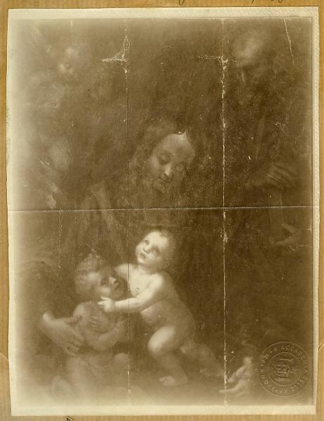 Pittore lombardo sec. XVI - Sacra Famiglia con san Giovannino e angelo - Dipinto