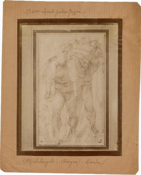 Buonarroti, Michelangelo - Tre uomini portano un uomo sulle spalle - Disegno - Parigi - Museo del Louvre - Département des Arts graphiques