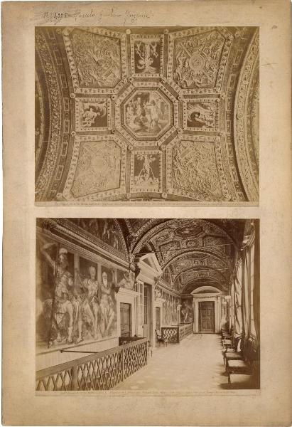 Perin del Vaga - Tito Manlio al centro, nei rettangoli a stucco: Fama, Pace, Vittoria, Concordia , motivi decorativi a grottesche - Affresco e stucco - Genova - Palazzo Doria - Interno - Loggia degli Eroi - Seconda volticella