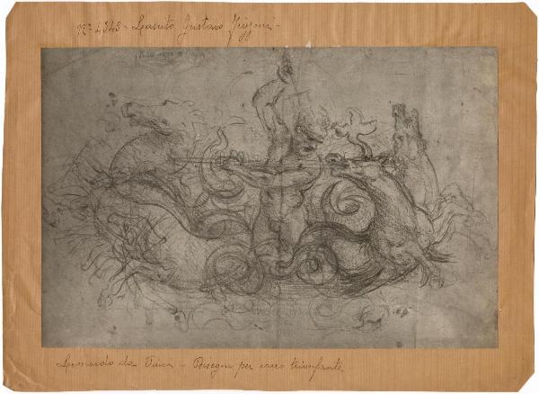 Leonardo da Vinci - Nettuno guida la sua quadriga - Disegno - Windsor - Royal Library