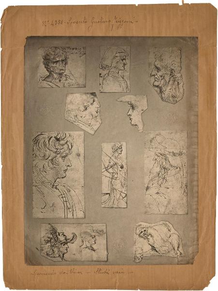 Leonardo da Vinci e scuola - Studi di teste e figure - Disegno - Windsor - Royal Library