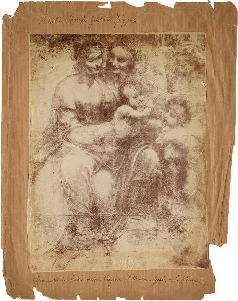 Leonardo da Vinci - Madonna con Bambino, san Giovannino e sant'Anna - Disegno - Carta applicata su tela - Londra - Burlington House