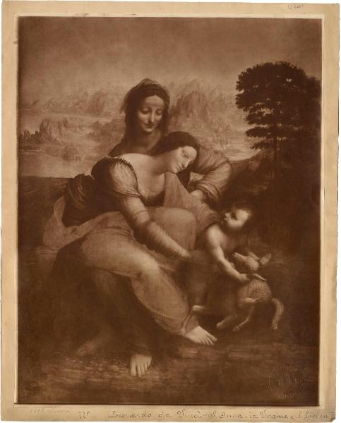 Leonardo da Vinci - Sant'Anna e Madonna con Bambino che gioca con l'agnello - Dipinto a olio su tavola - Parigi - Museo del Louvre