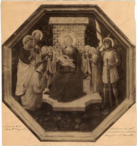 Beato, Angelico - Madonna con Bambino in trono, san Pietro, san Paolo, san Giorgio (?), angeli e donatore - Dipinto su tavola