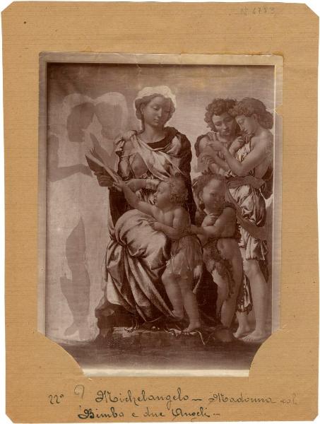 Buonarroti, Michelangelo - Madonna con Bambino , san Giovannino e quattro angeli (Madonna di Manchester) - Dipinto - Tempera su legno - Londra - Collezione Henry Labouchere