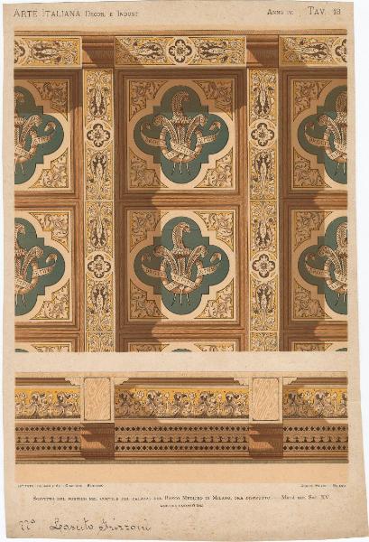 Caravati, Agostino - Soffitto del portico nel cortile del Palazzo del Banco Mediceo in Milano - Disegno