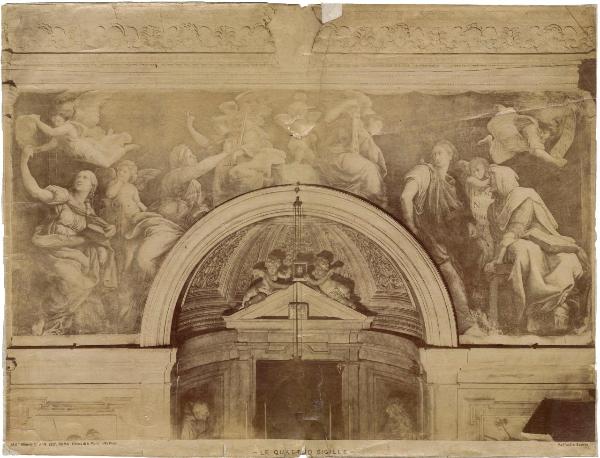 Sanzio, Raffaello - Sibille, putti e angeli reggitarga - Affresco - Roma - Chiesa di S. Maria della Pace - Cappella Chigi - Registro inferiore