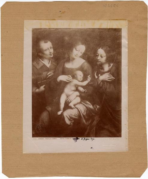 Pittore lombardo sec. XVI - Madonna con Bambino tra san Giovanni Battista e santo Stefano? - Dipinto - Genova - Palazzo Bianco