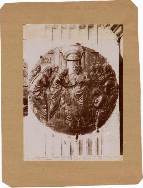 Antonio da San Marino?, su disegno di Raffaello - Incredulità di San Tommaso - Scultura - Bassorilievo in bronzo - Milano - Abbazia di Chiaravalle