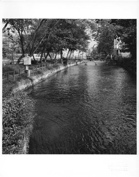 Palazzolo sull'Oglio - Roggia Castrina - Misuratore - Ponte - Tre uomini - Alberi