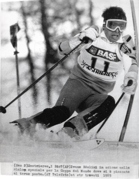 Sport invernali - Sci alpino - Slalom speciale maschile - Sestriere - Coppa del mondo di sci alpino 1985 - Ivano Edalini in azione