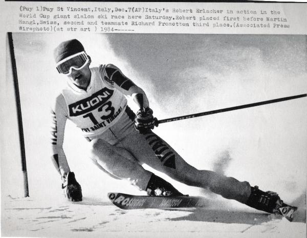 Sport invernali - Sci alpino - Slalom gigante maschile - Puy-Saint-Vincent (Francia) - Coppa del mondo di sci alpino 1984 - Robert Erlacher in azione