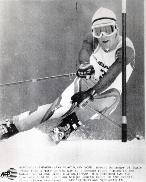 Sport invernali - Sci alpino - Slalom gigante maschile - Lake Placid (Stati Uniti d'America) - Coppa del mondo di sci alpino 1986 - Robert Erlacher in azione