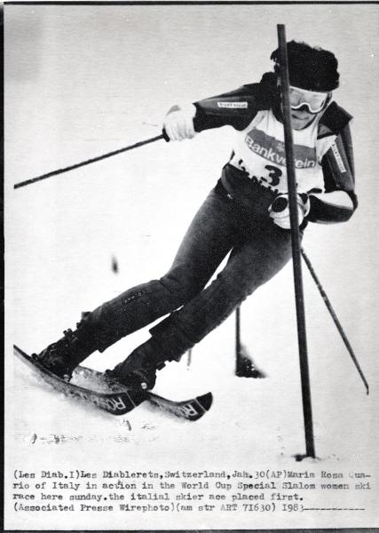 Sport invernali - Sci alpino - Slalom speciale femminile - Les Diablerets (Svizzera) - Coppa del mondo di sci alpino 1983 - Maria Rosa Quario in azione