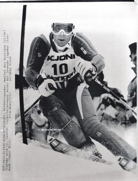 Sport invernali - Sci alpino - Slalom speciale maschile - Wengen (Svizzera) - Coppa del mondo di sci alpino 1982 - Ingemar Stenmark in azione