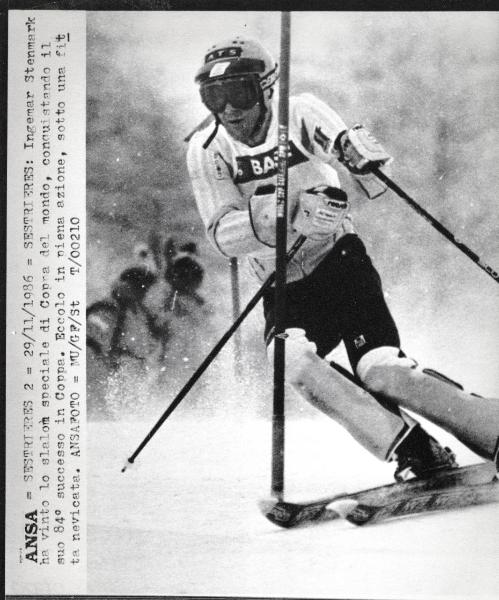 Sport invernali - Sci alpino - Slalom speciale maschile - Sestriere - Coppa del mondo di sci alpino 1987 - Ingemar Stenmark in azione