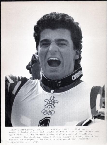 Sport invernali - Sci alpino - Slalom gigante maschile - Monte Allan-Nakiska (Canada) - Giochi della XV Olimpiade invernale 1988 - Il vincitore Alberto Tomba - Ritratto