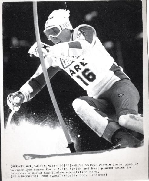 Sport invernali - Sci alpino - Slalom speciale maschile - Are (Svezia) - Coppa del mondo di sci alpino 1989 - Pirmin Zurbriggen in azione