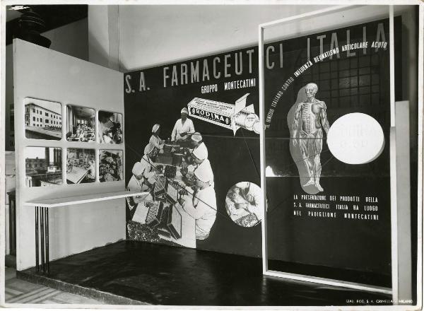 Milano - Fiera campionaria del 1937 - Padiglione delle industrie chimiche - Stand S.A. Farmaceutici - Pannelli
