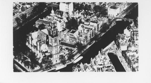 Paesi Bassi / Olanda - Amsterdam - Veduta dall'alto - Canale Prinsengracht - Torre campanaria Westertoren - Edificio nascondiglio segreto di Anne Frank da luglio 1942 ad agosto 1944