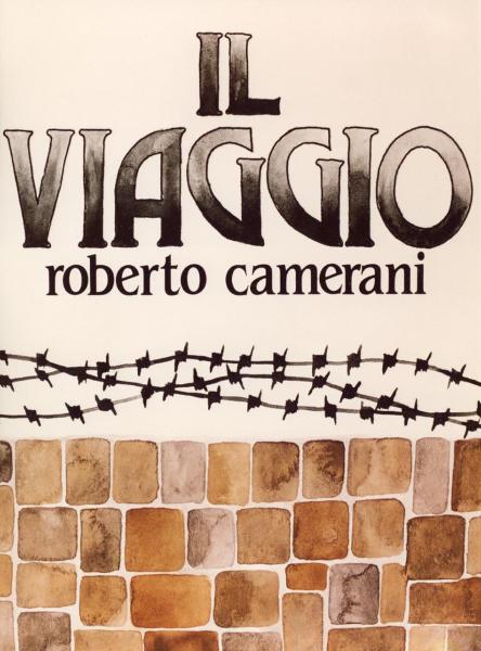 Copertina del libro “Il viaggio” di Roberto Camerani, editore Comune Cernusco sul Naviglio, Assessorato alla cultura, 1983 / Copertina di Giorgio Guizzi: Muro - Reticolato con filo spinato