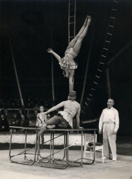 Milano - Circo Togni - Spettacolo, esibizione - Equilibriste, acrobate, russe in scena