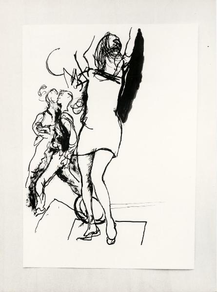 Renato Guttuso - Disegno preparatorio per l'opera "Contestazione"