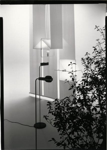 Milano - Studio Ballo&Ballo - composizione per locandina con due lampade Quinta di Silvio Coppola e due lampade Camera Terra di Ernesto Gismondi - Artemide - 1976