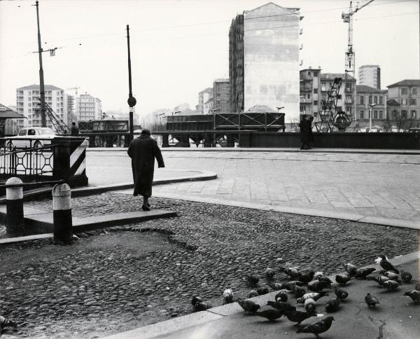 Milano - Veduta urbana animata - Navigli - piccioni